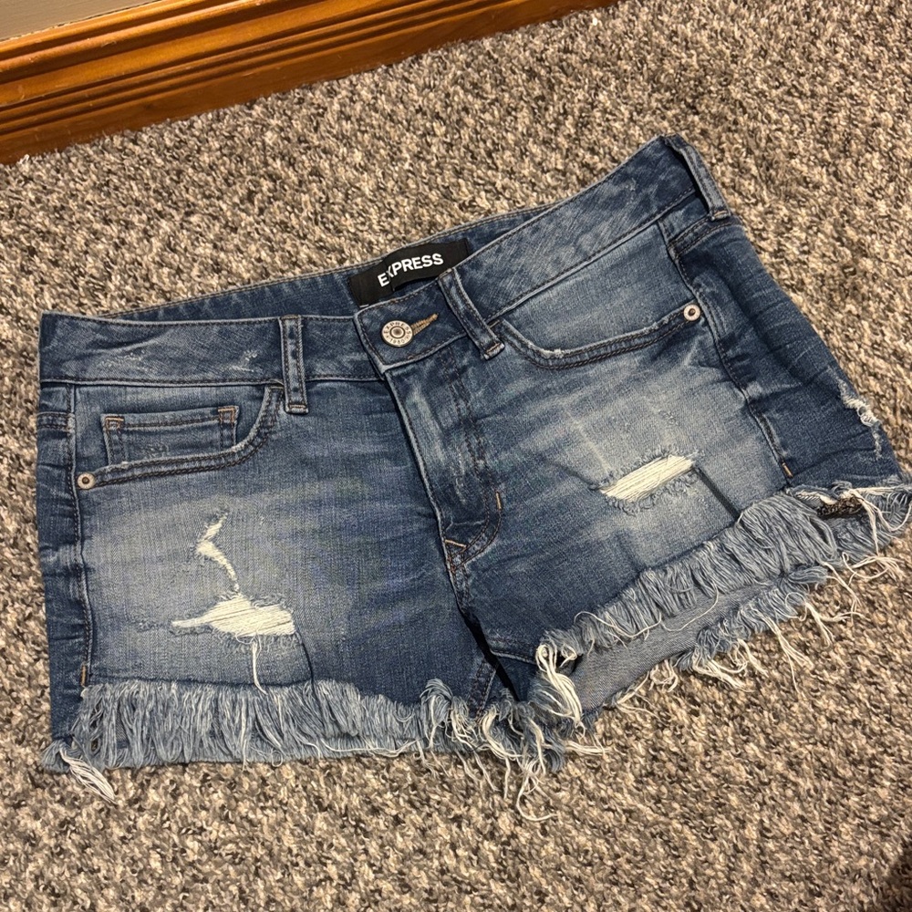 Express Distressed Denim Jean Shorts